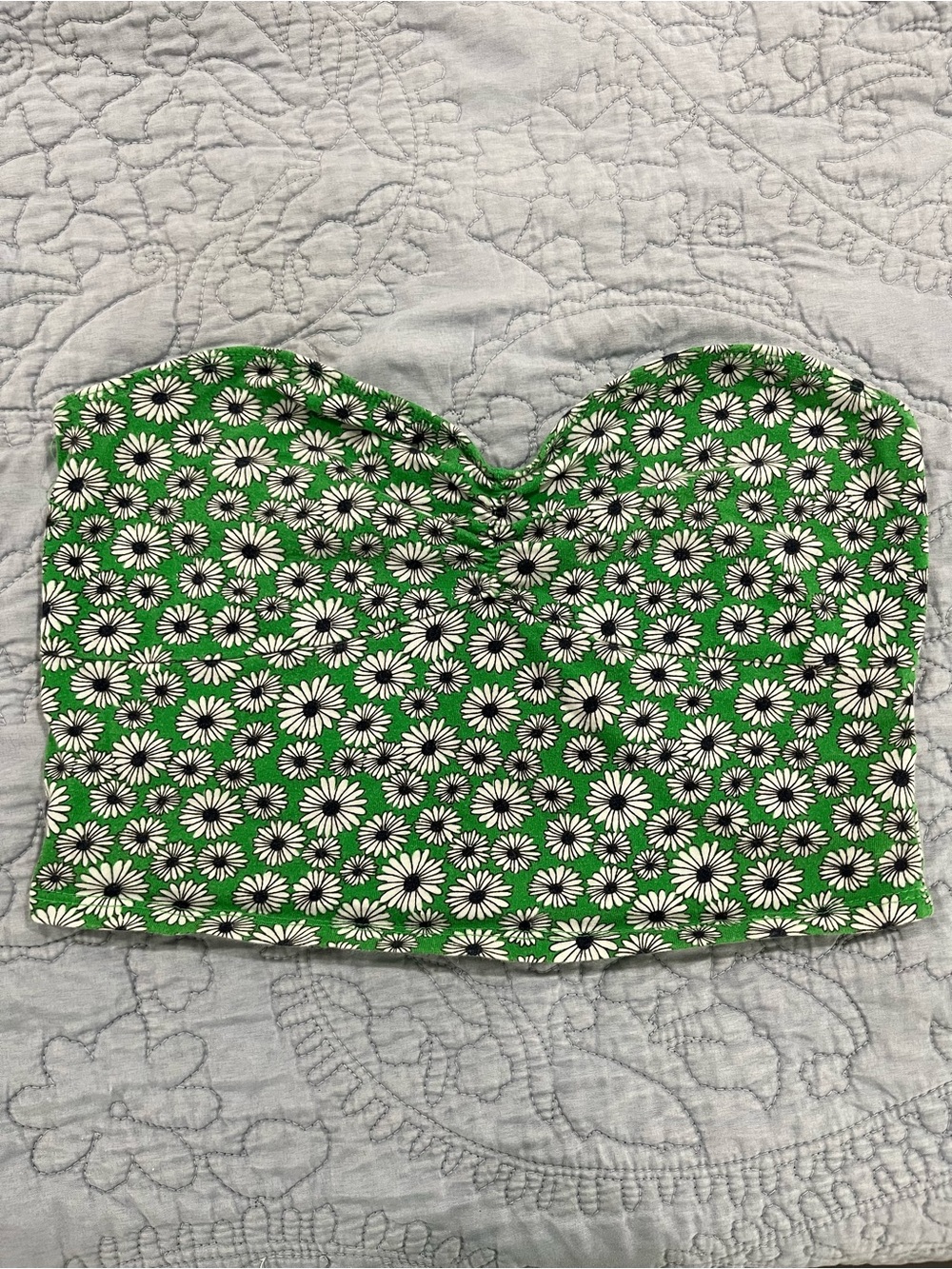 Forever 21 Green Daisy Strapless Bustier Top